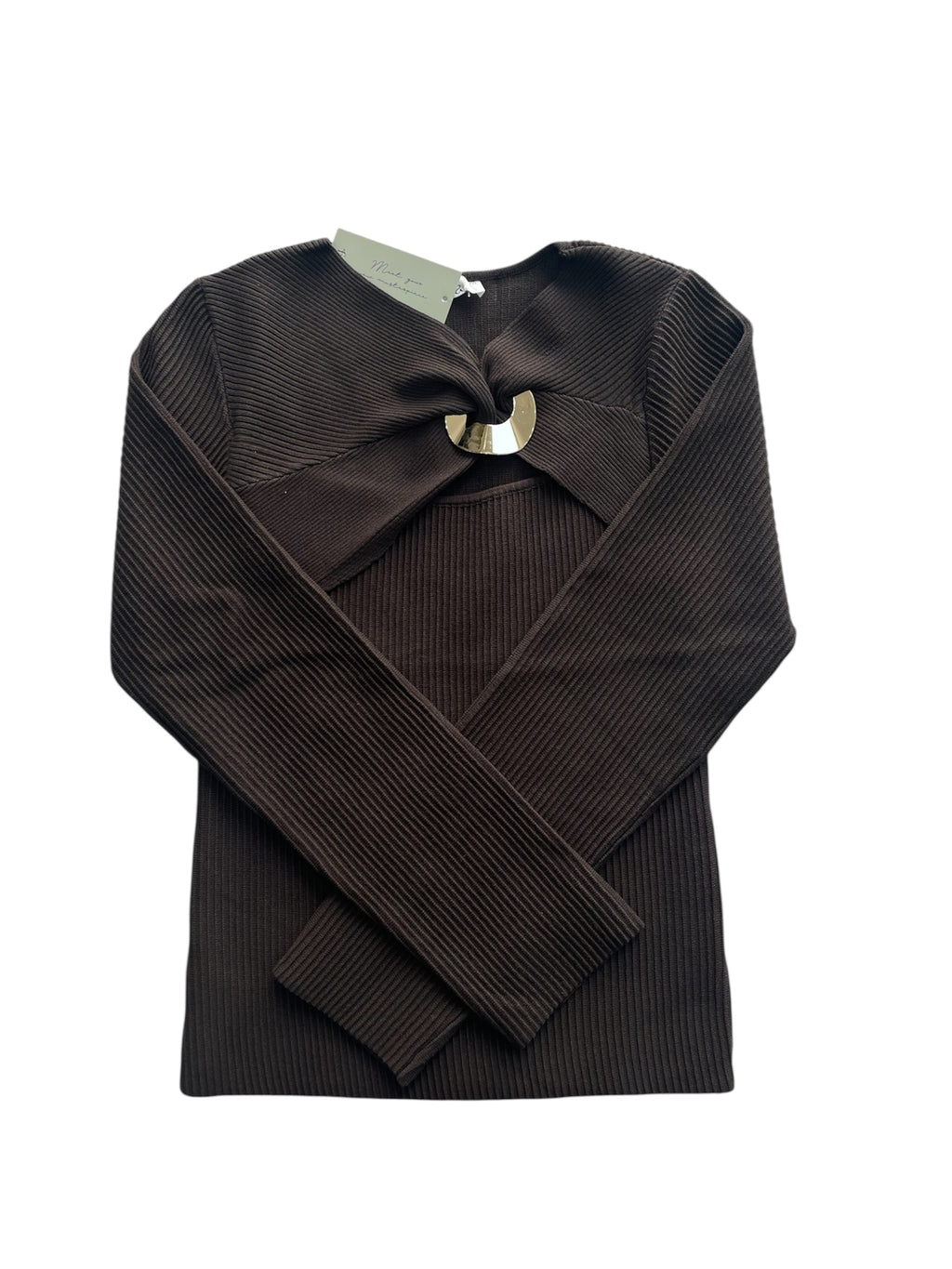 Blusa manga larga acanalada