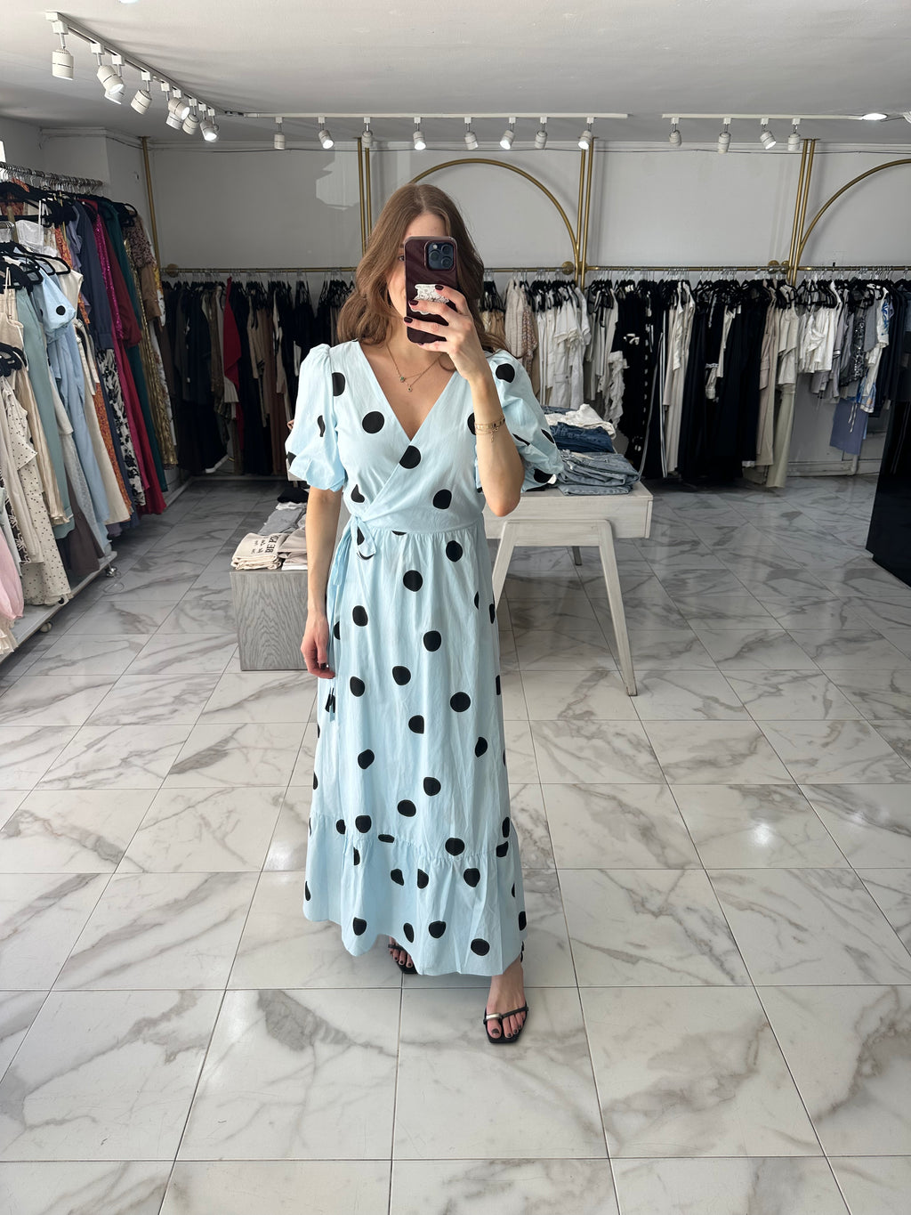 Vestido azul polka dots