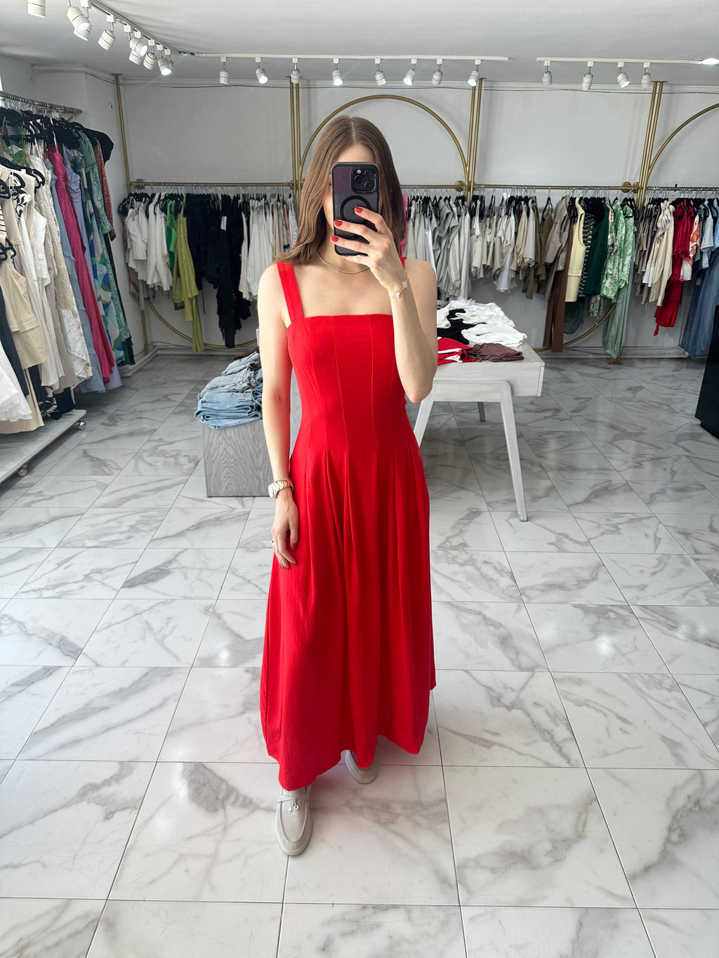 Vestido rojo de lino
