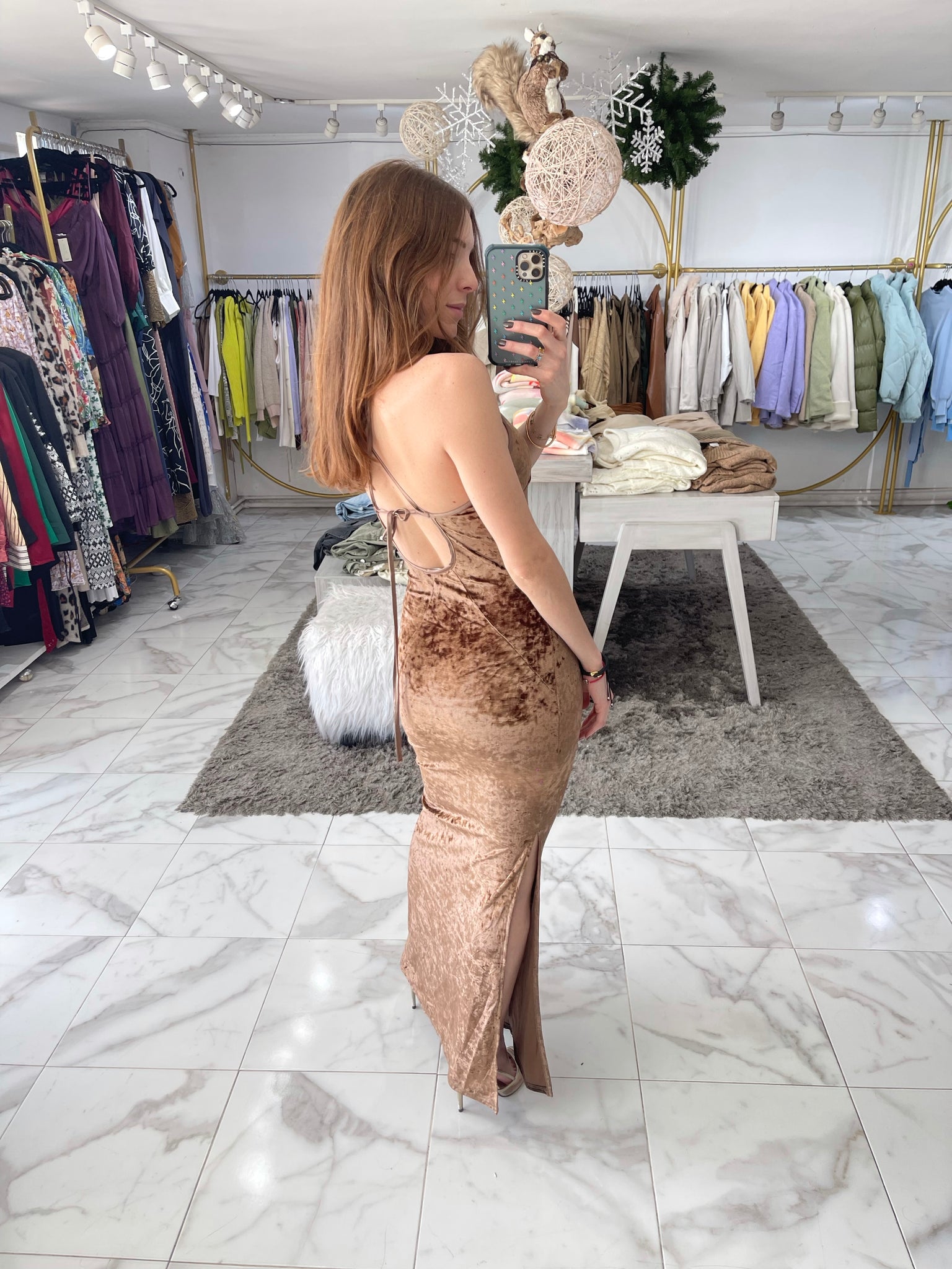 Vestido terciopelo café
