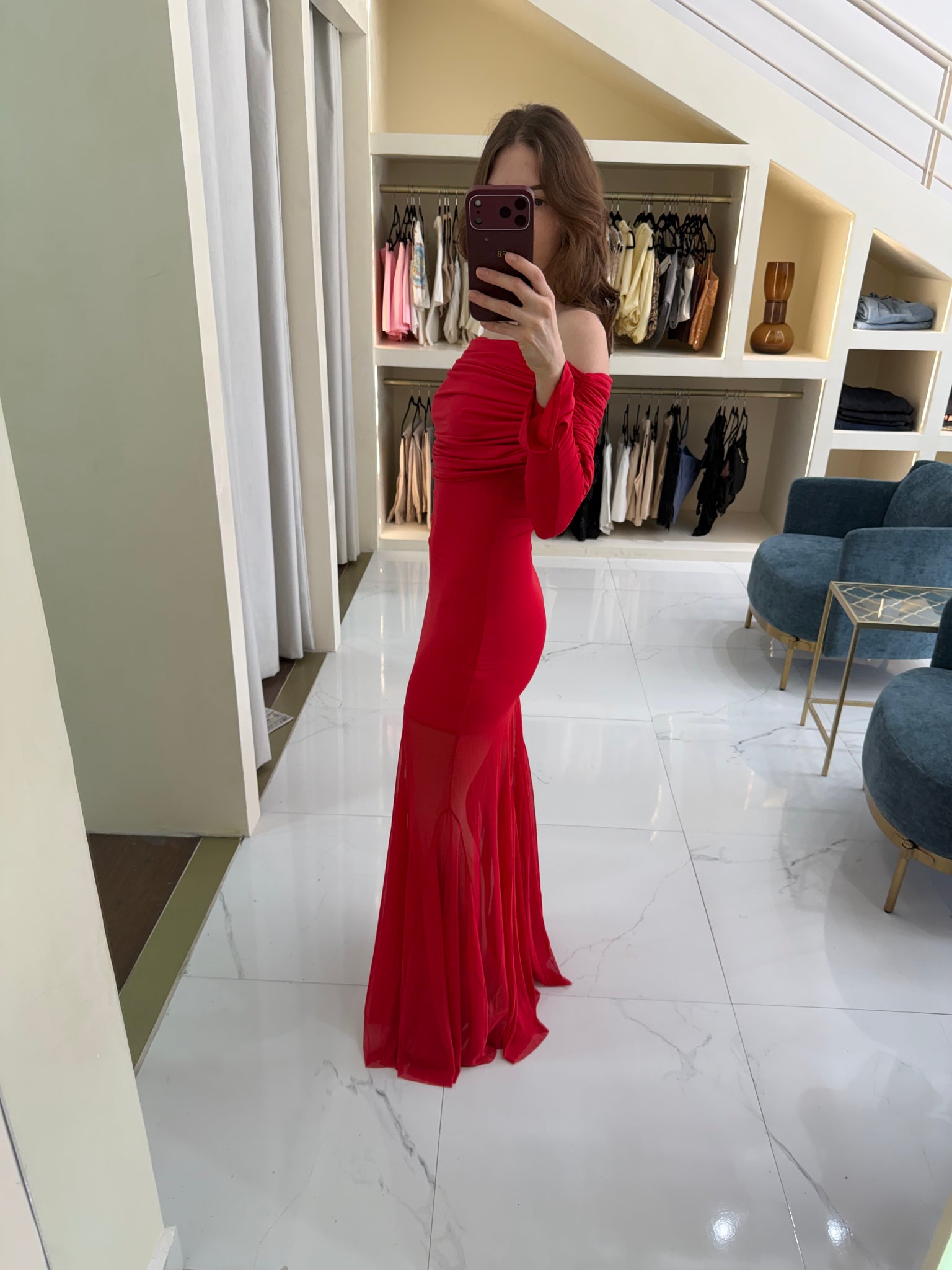 Vestido rojo strapless
