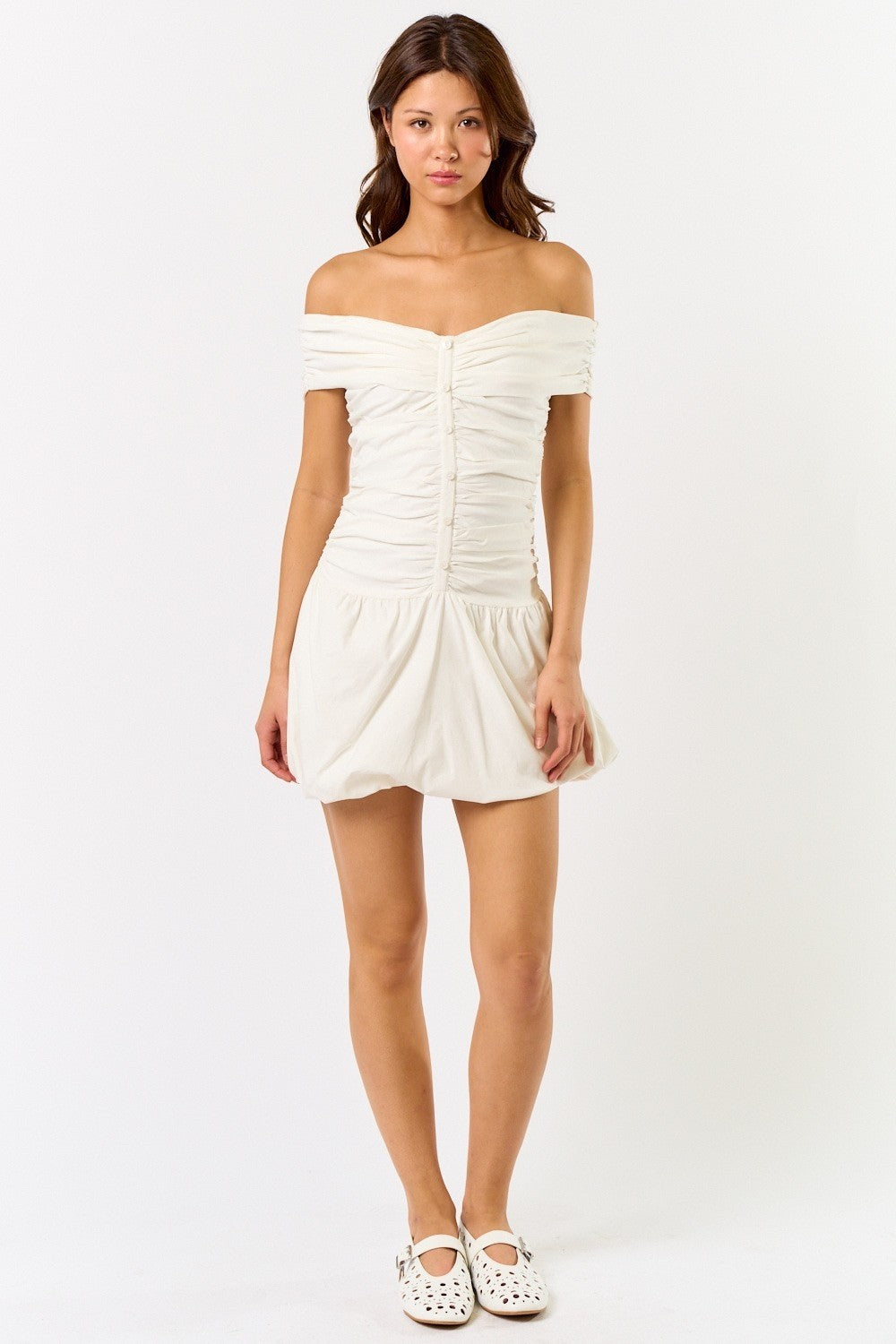 Vestido blanco plisado