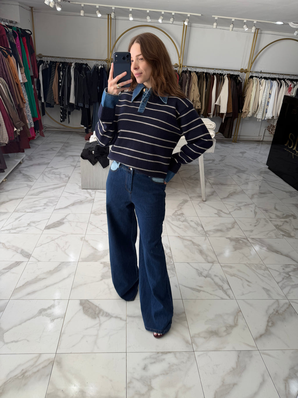 Pantalón denim doble