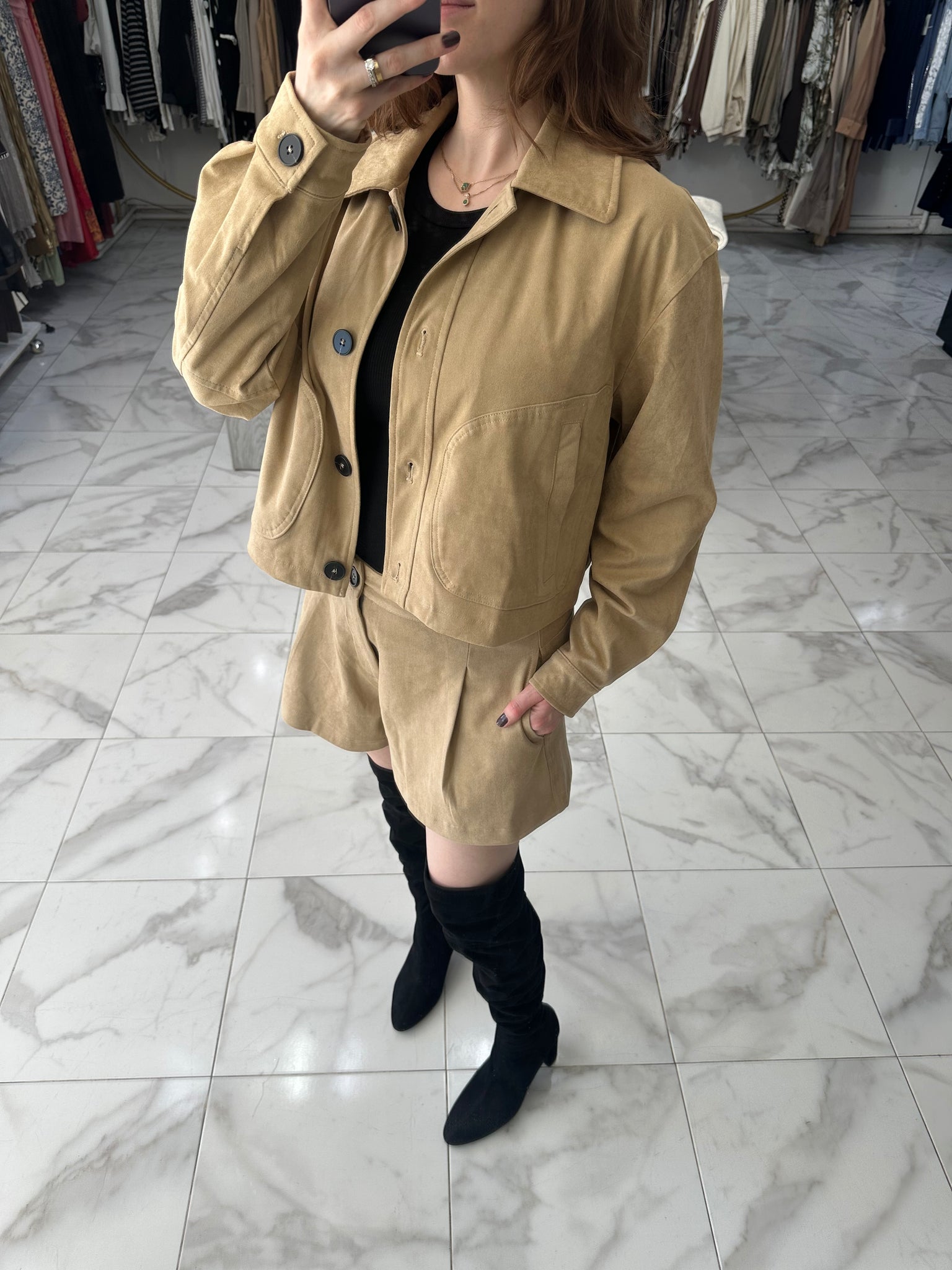Short suede