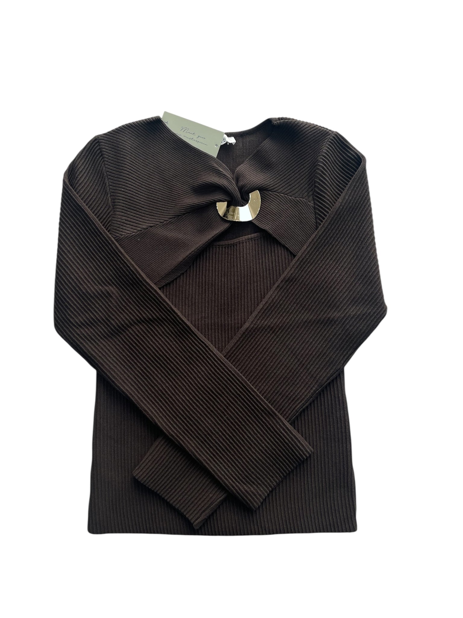 Blusa manga larga acanalada