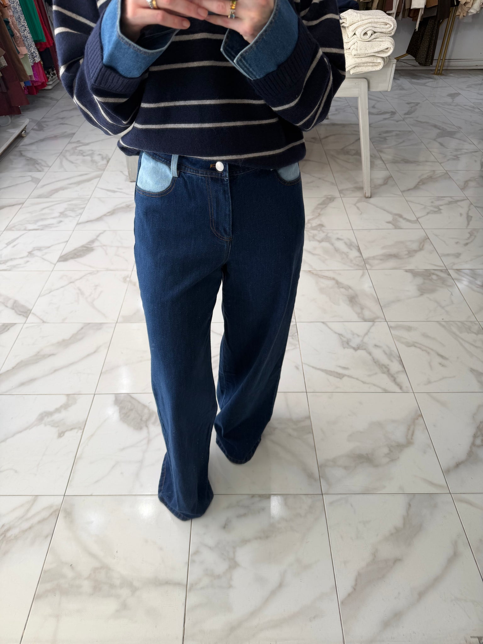 Pantalón denim doble