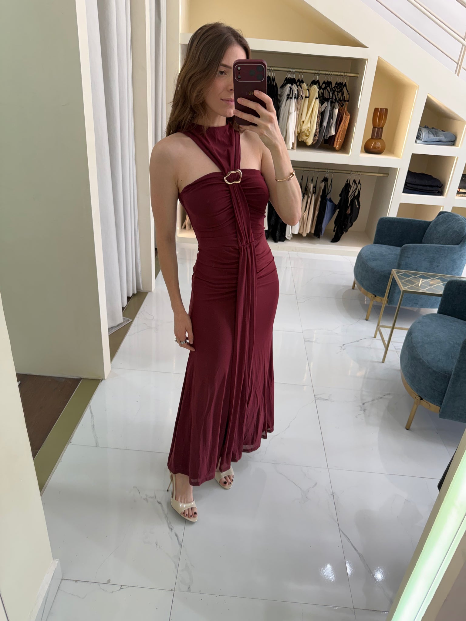 Vestido vino mesh