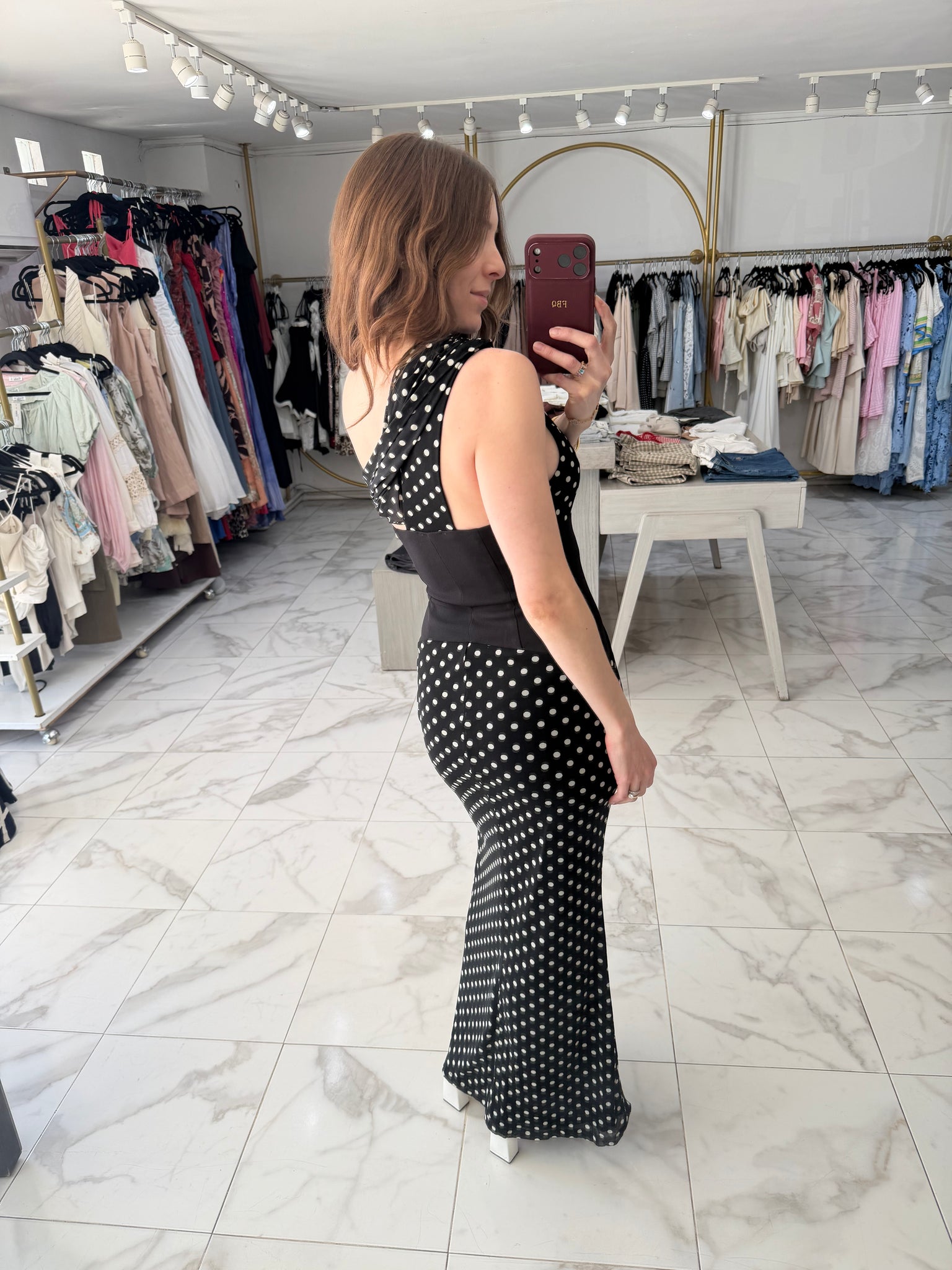 Vestido largo polka dots