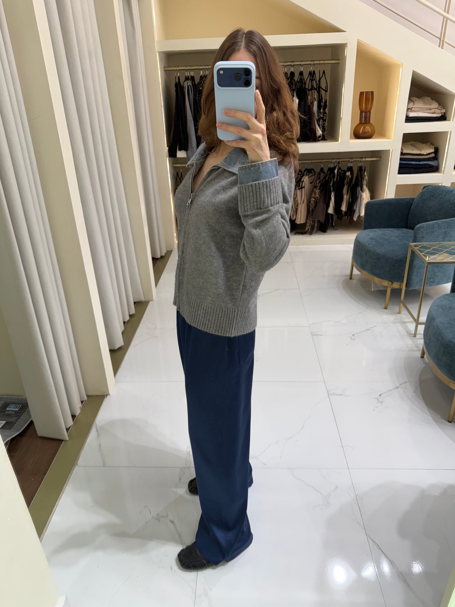 Suéter gris zipper