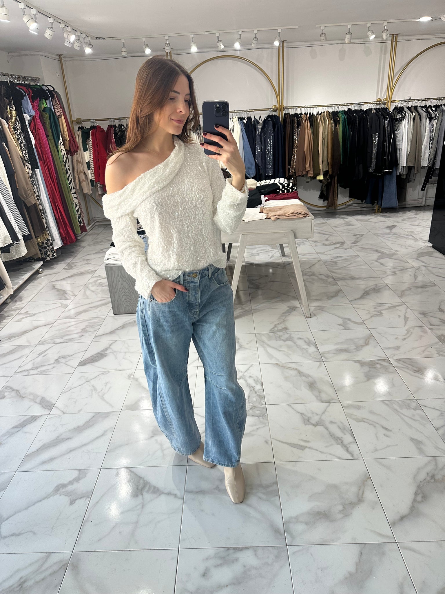 Blusa lentejuelas blanca