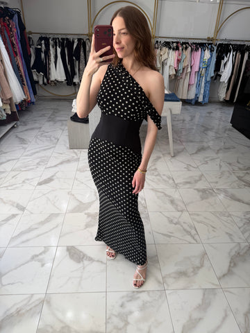 Vestido largo polka dots