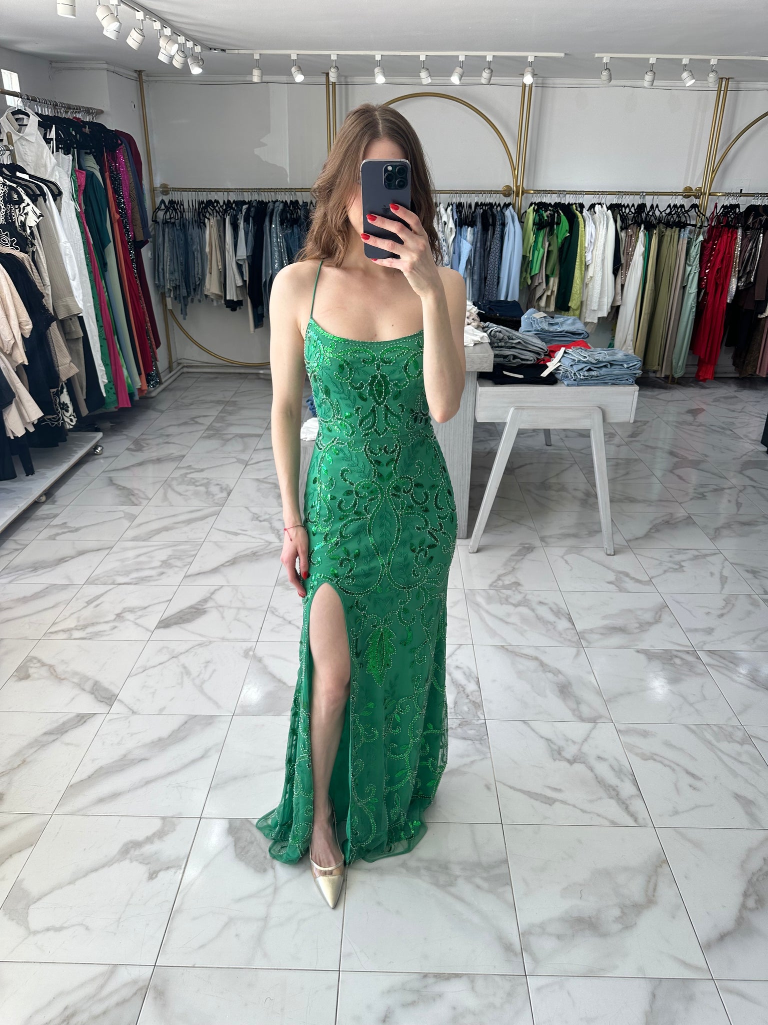 Vestido verde de lentejuelas