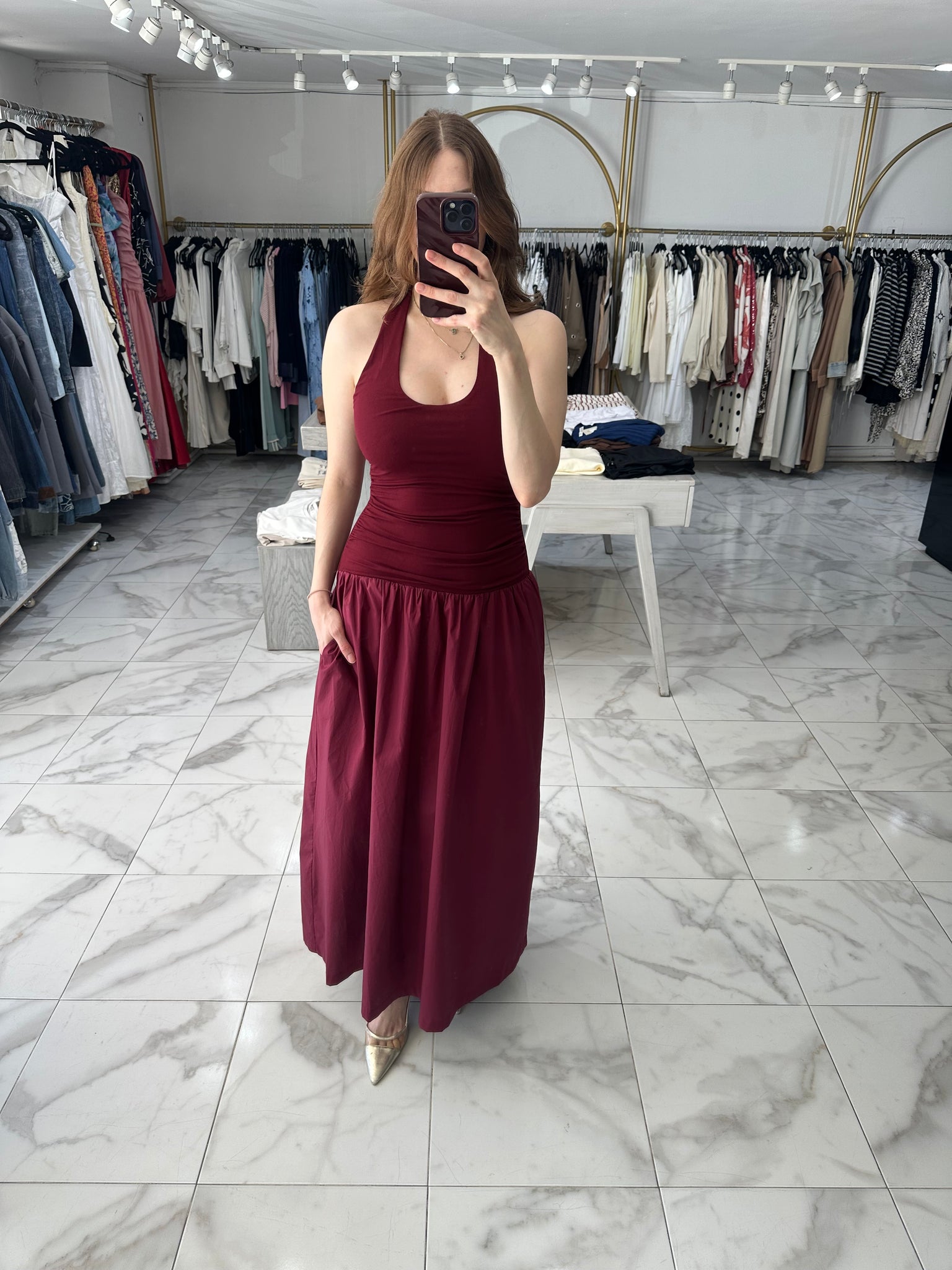 Vestido vino midi