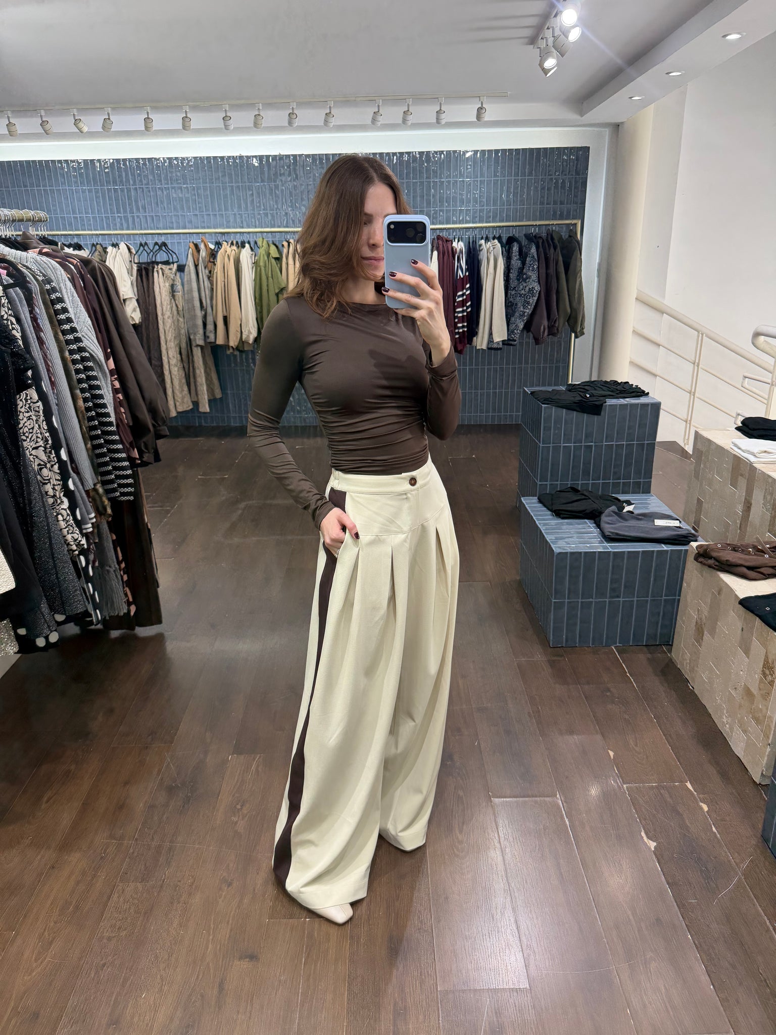 Pantalón raya café