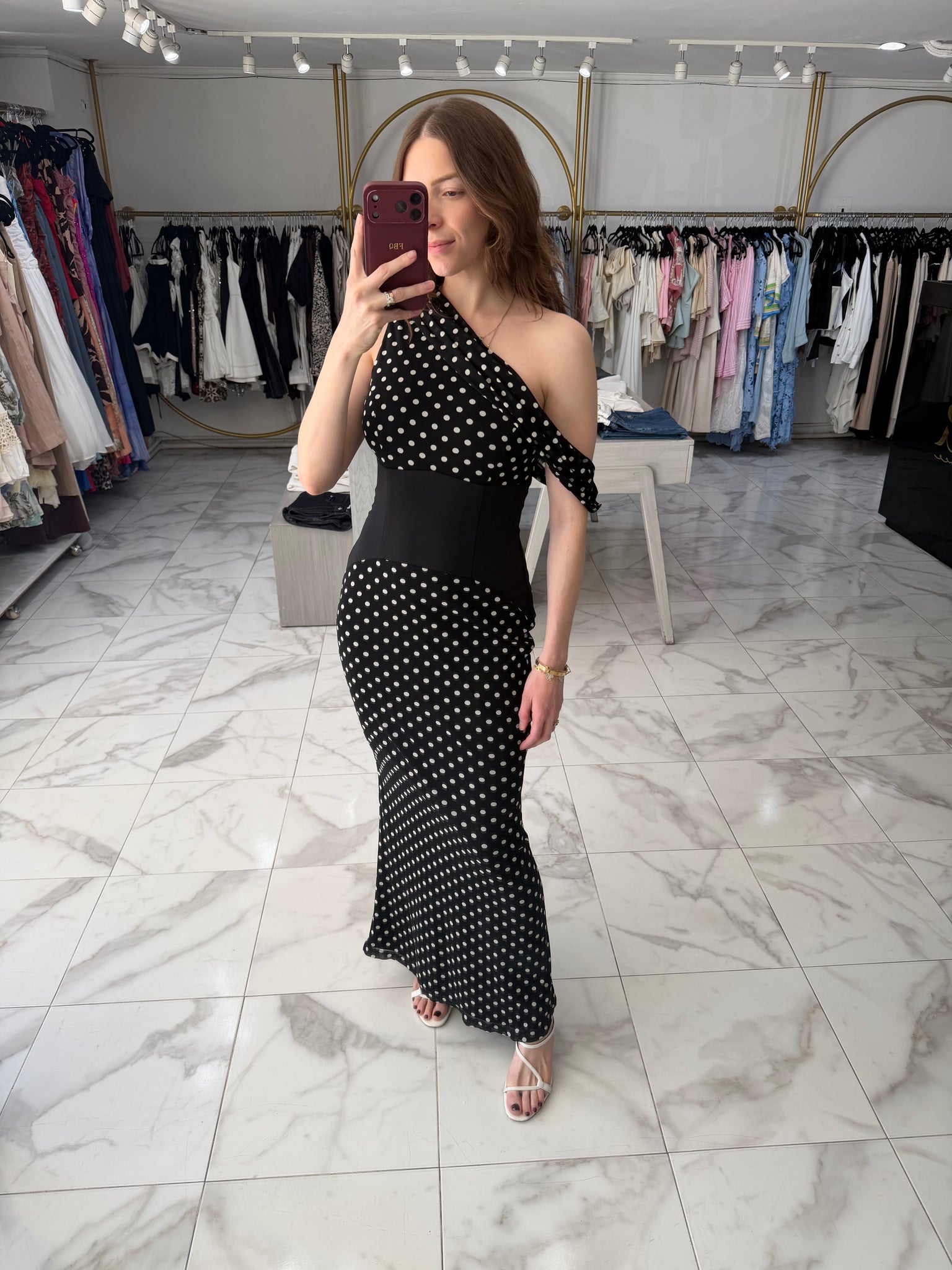 Vestido largo polka dots