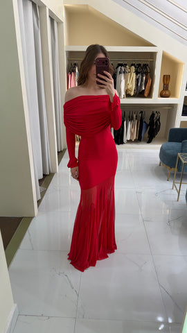 Vestido rojo strapless