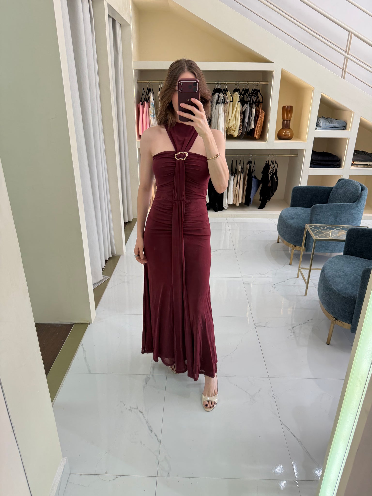 Vestido vino mesh