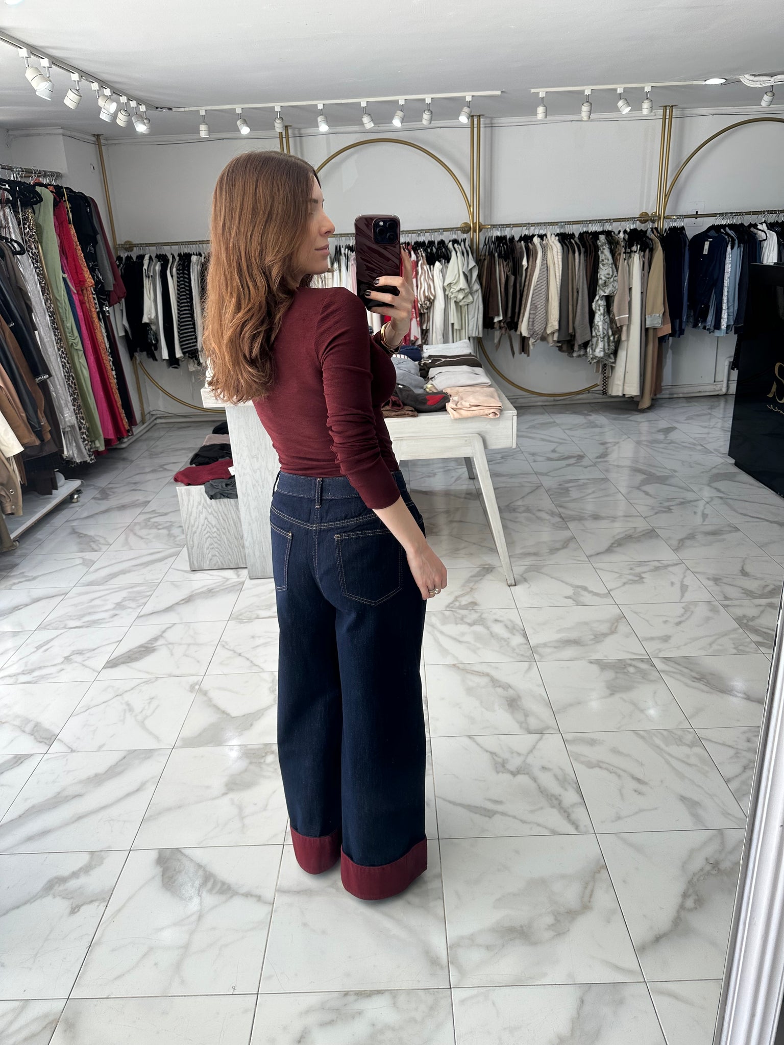 Jeans dobles vino