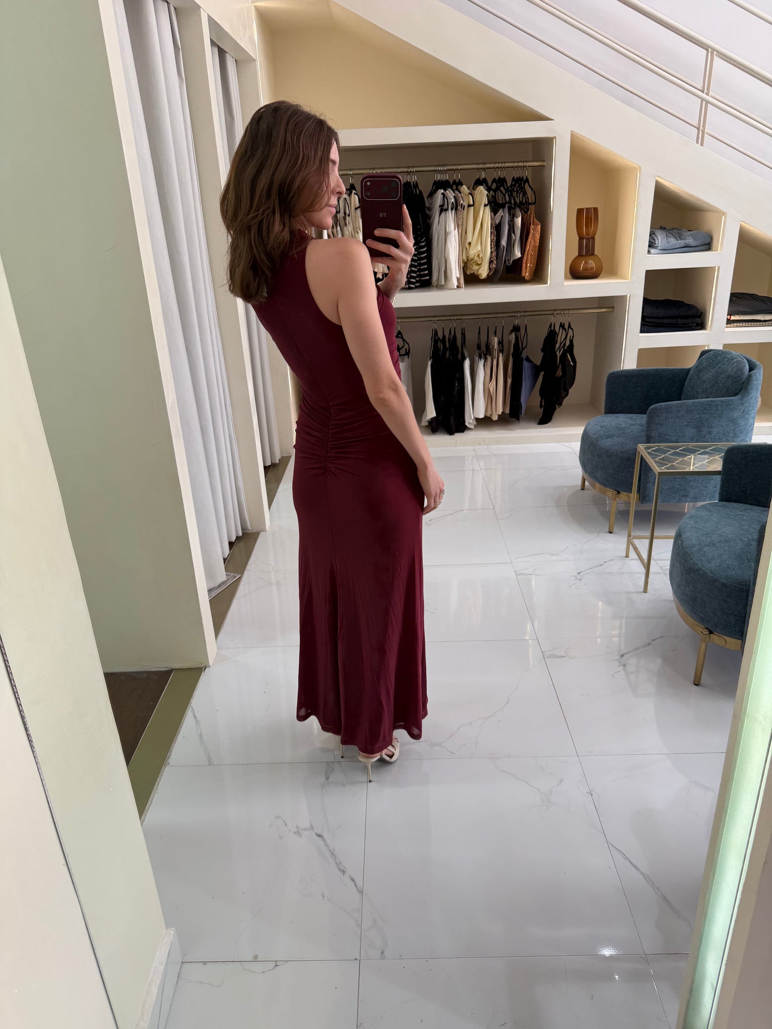 Vestido vino mesh