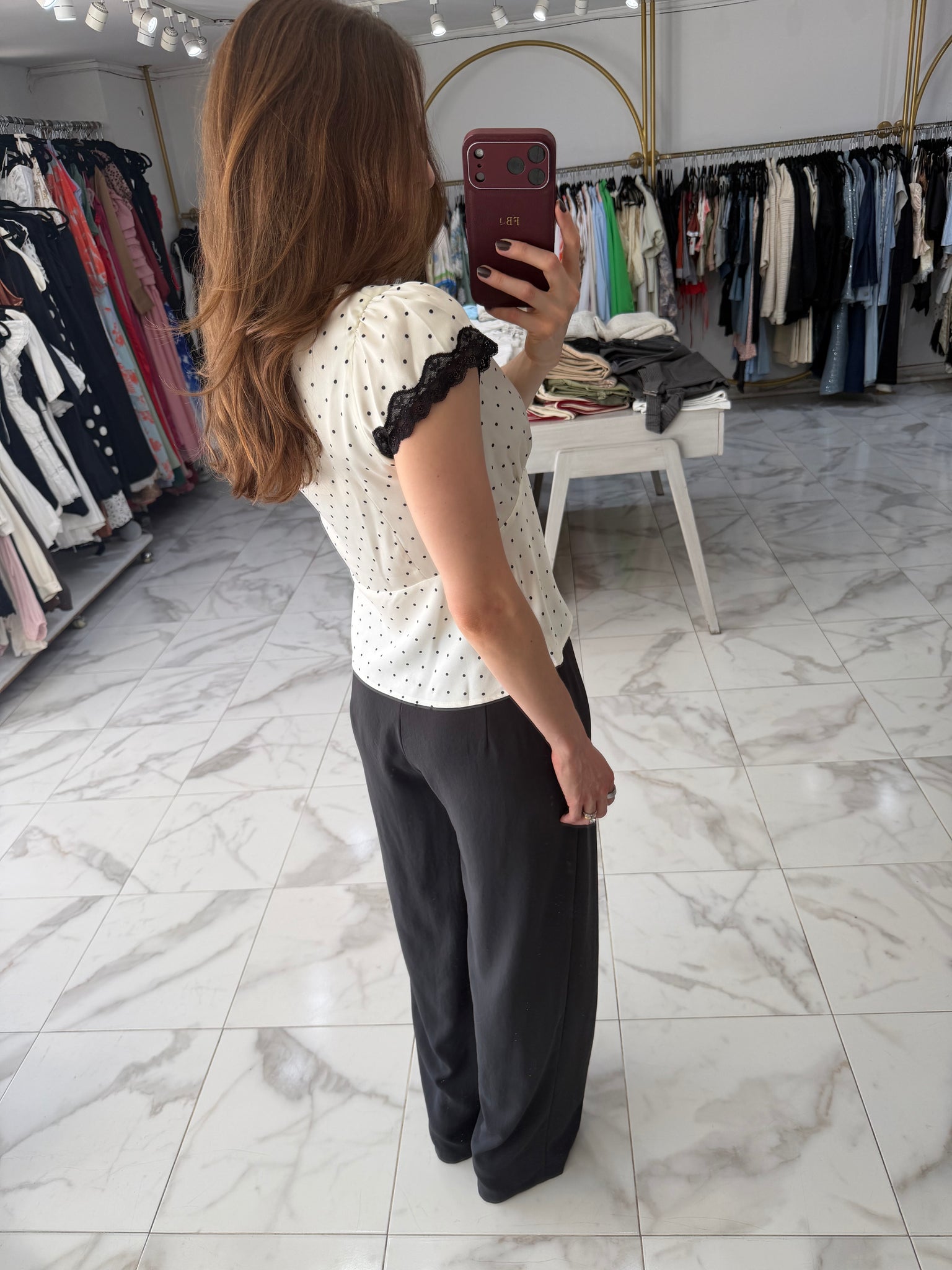 Blusa satin polka
