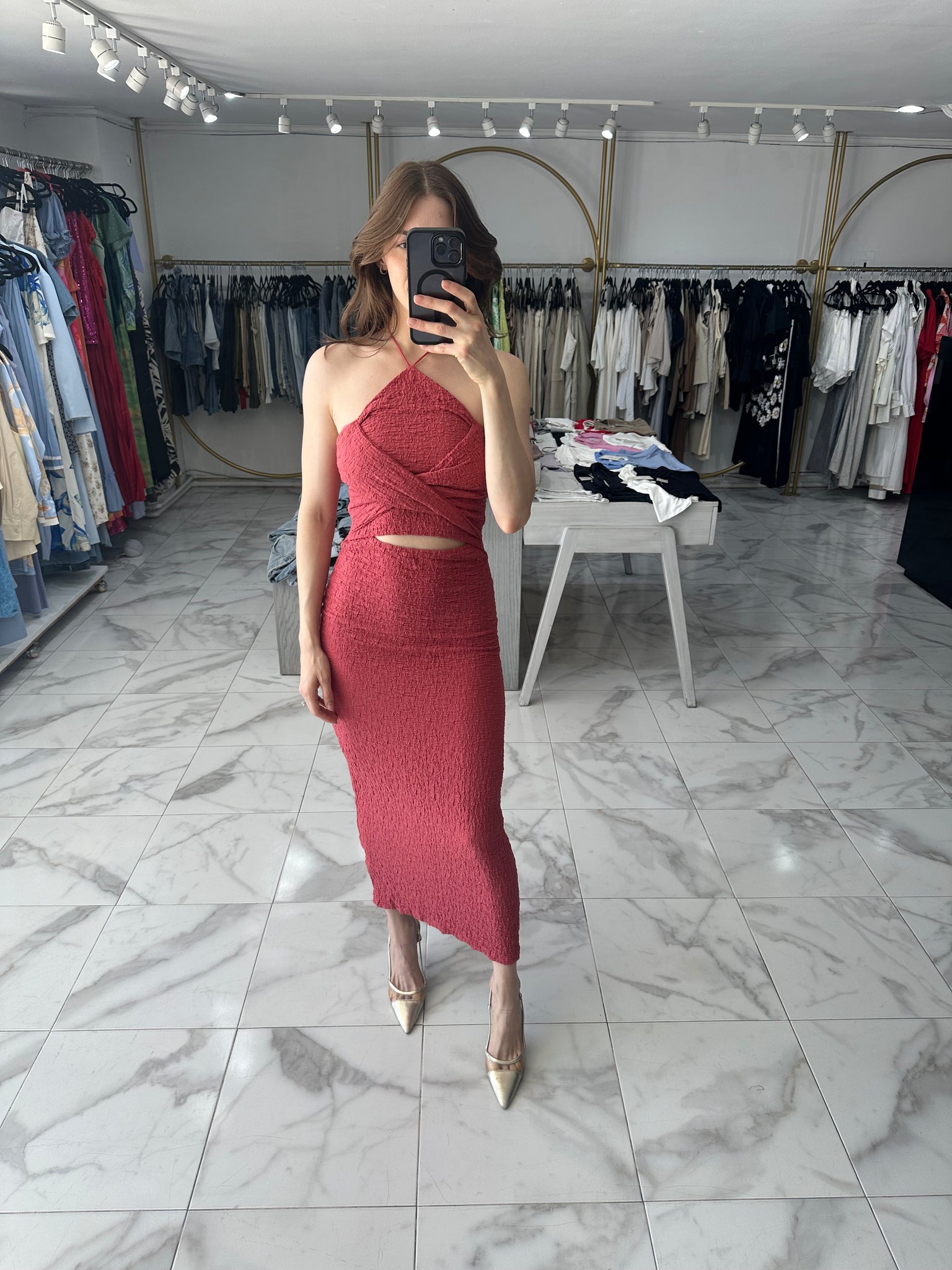 Vestido terracota midi