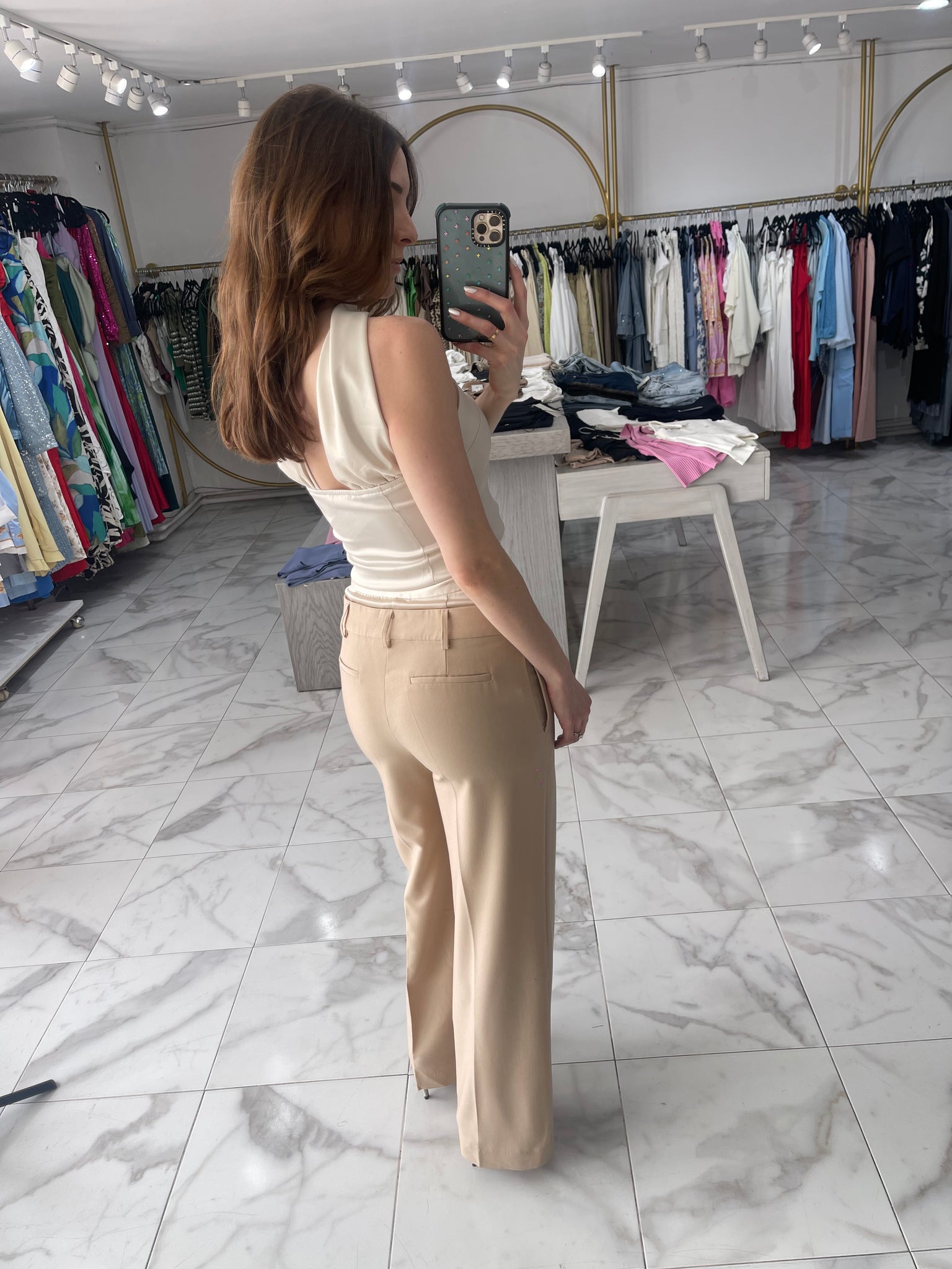 Pantalón doble beige