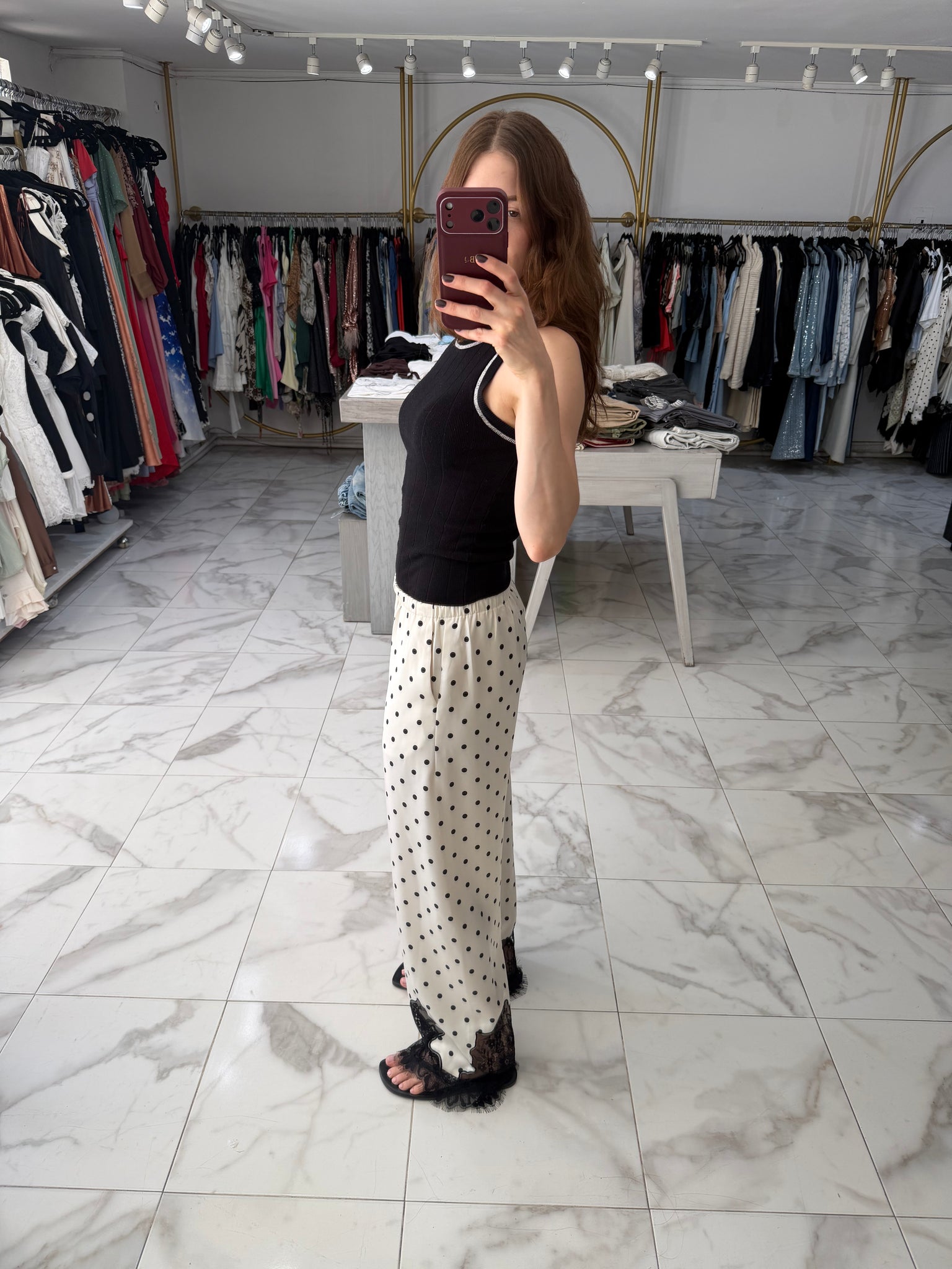 Pantalón polka dots satin
