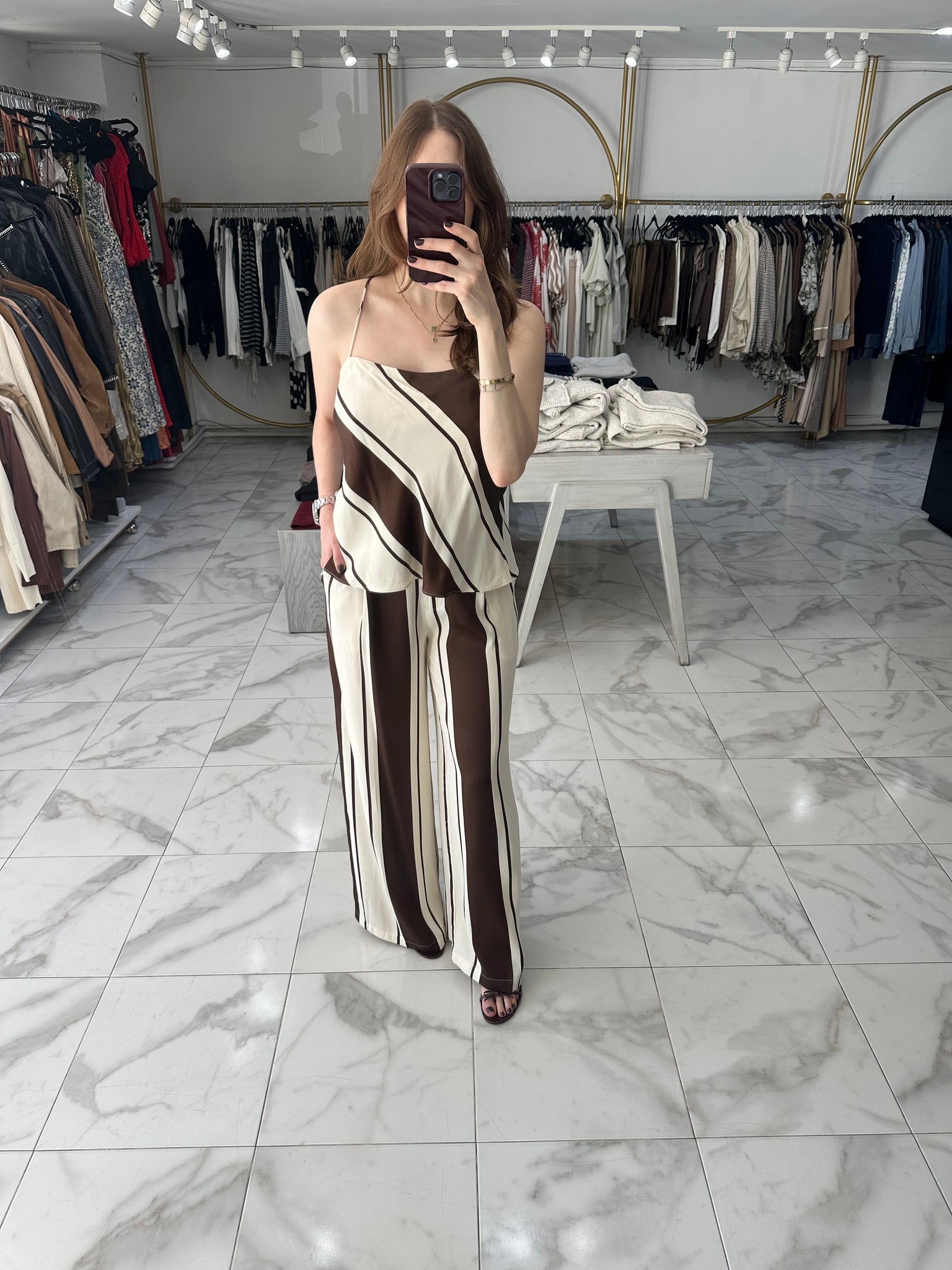 Blusa rayas café