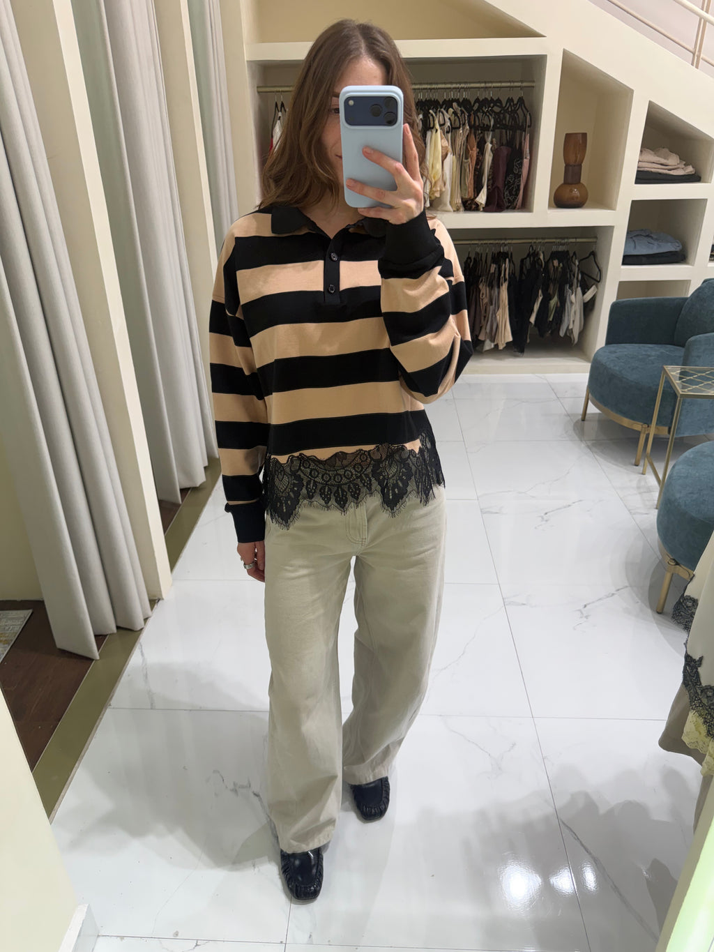 Camisa polo encaje