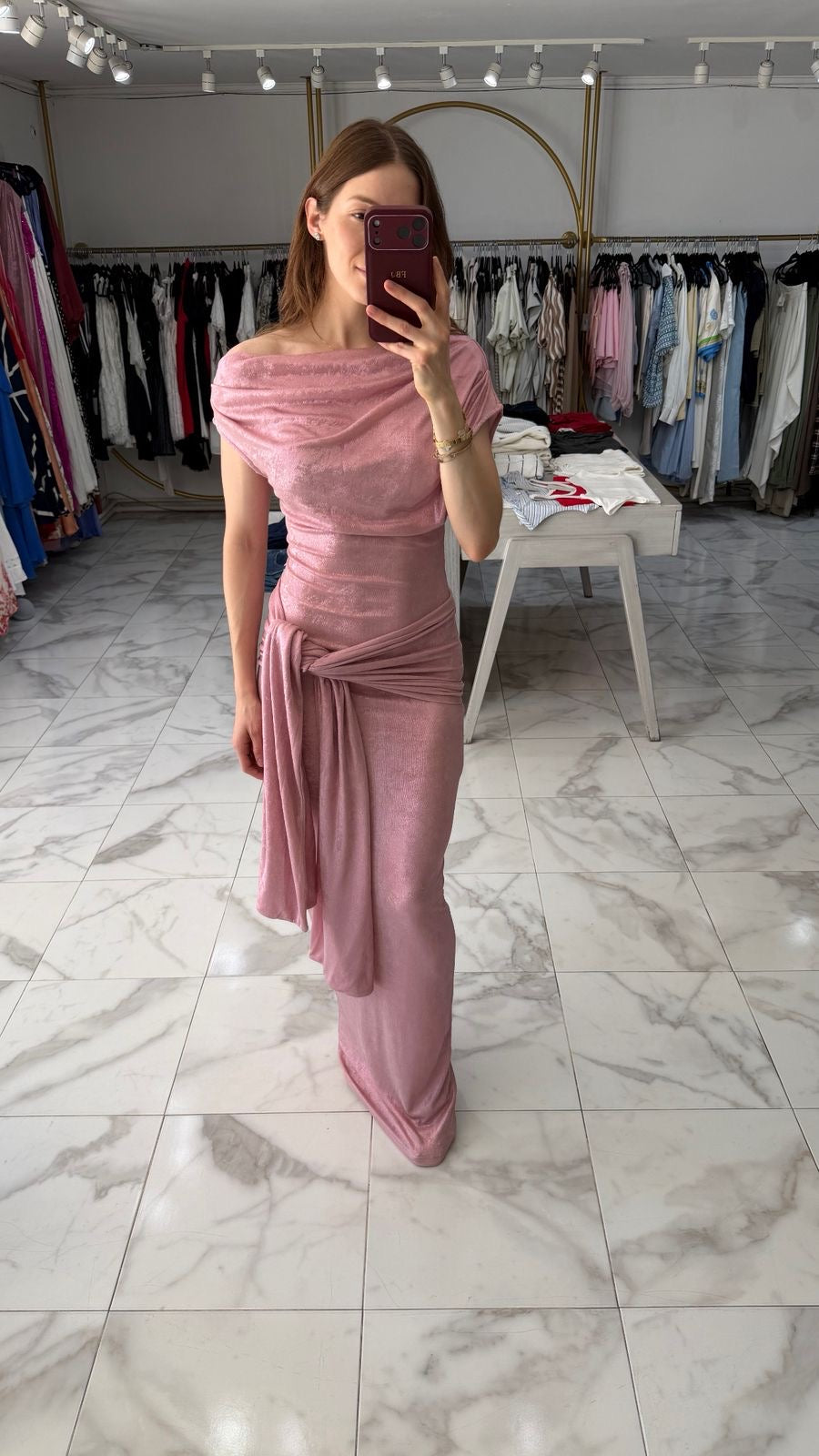 Vestido largo rosa