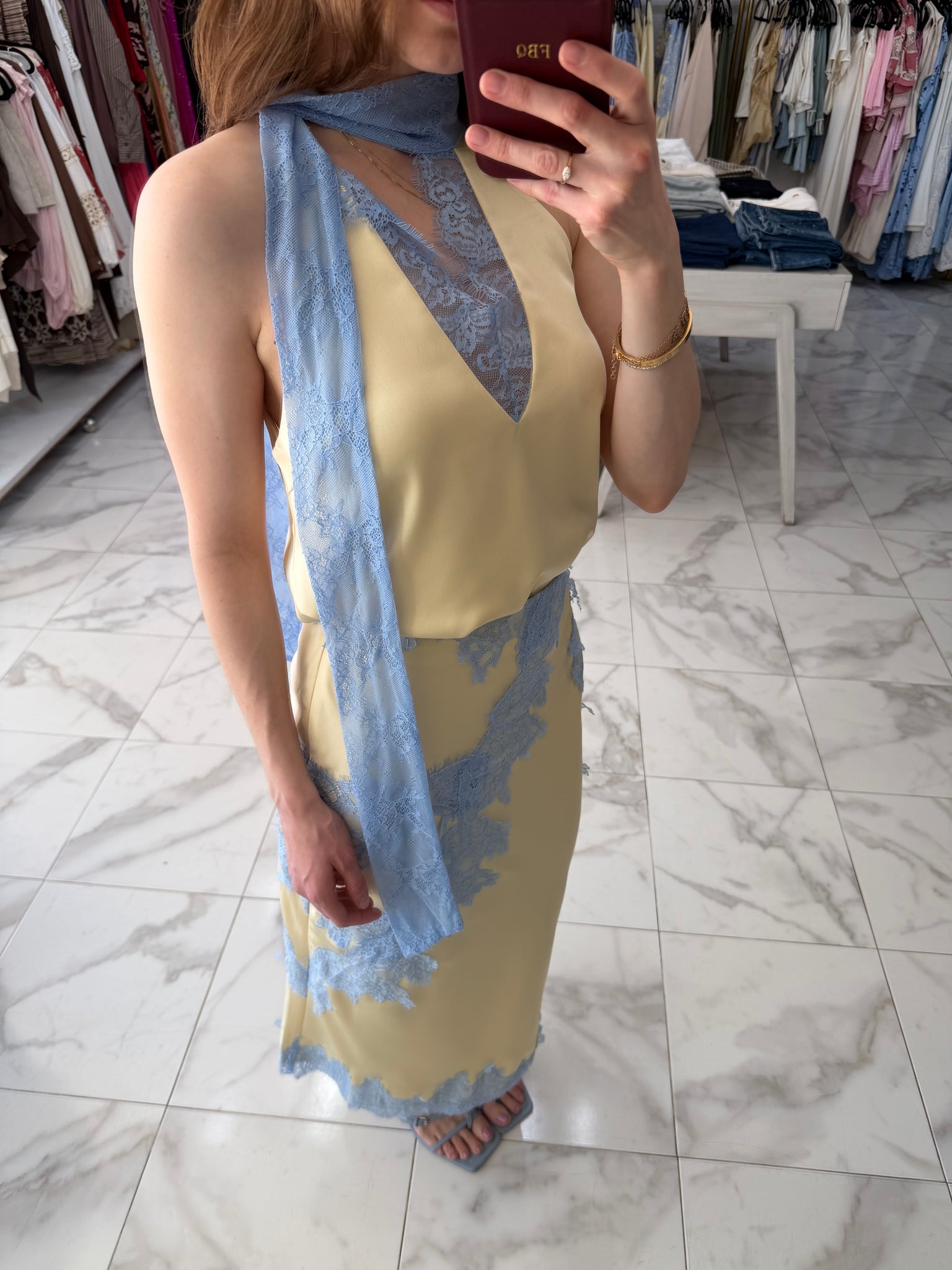 Falda encaje azul
