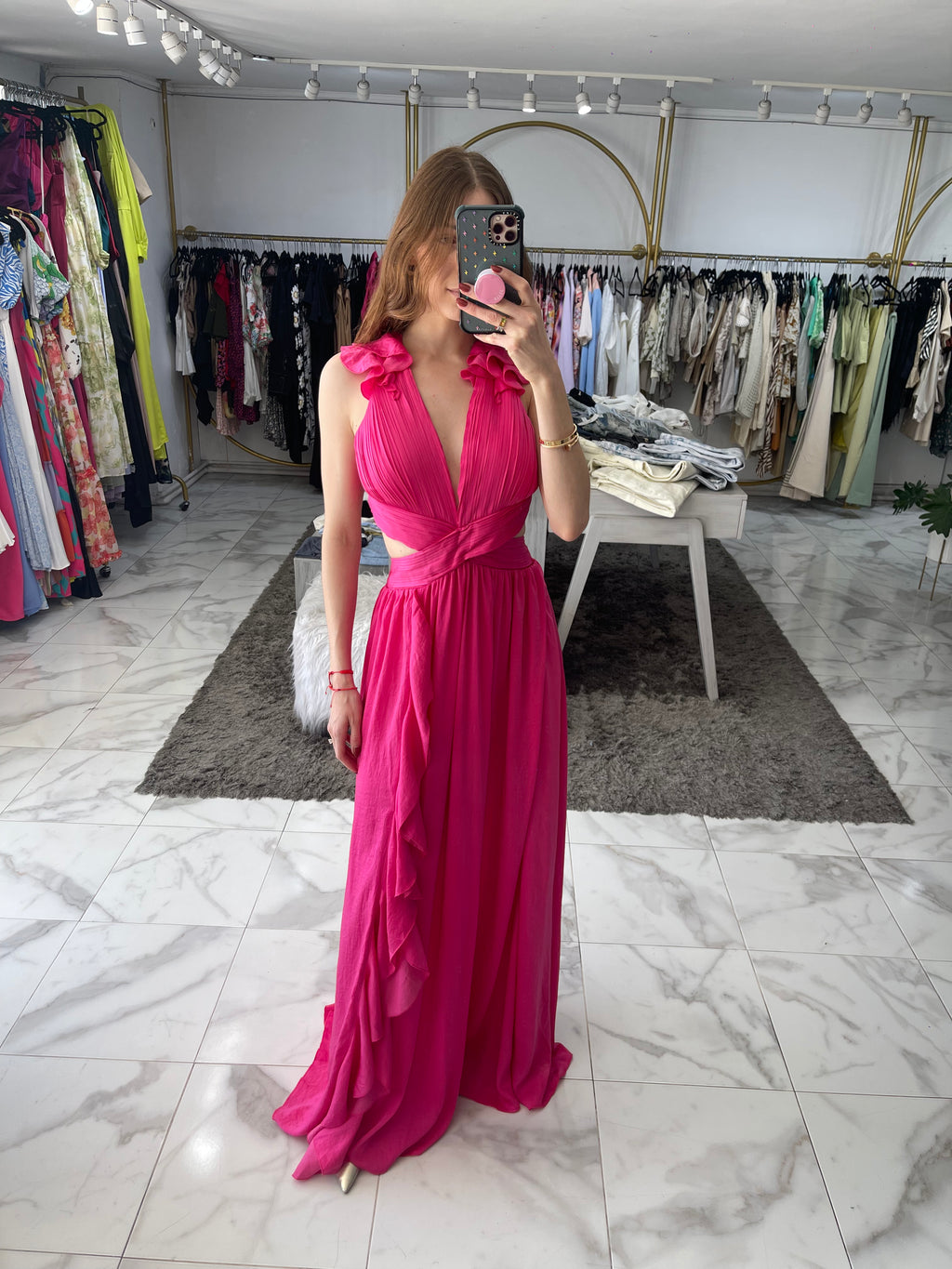 Vestido rosa abierto