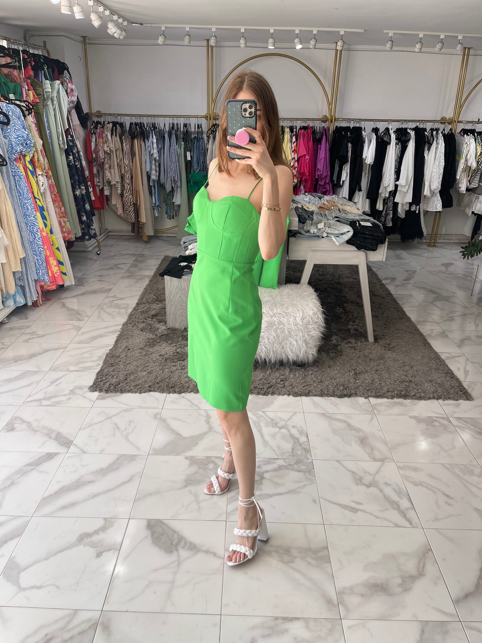 Vestido con saco verde